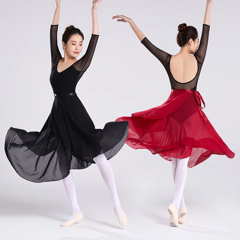 Black Red Long Ballet Skirt Lace Up Chiffon Skirt Women Adult Elegant Stage Performance Dancewear Ballet Training Clothes S22052
Black Red Long Ballet Skirt Lace Up Chiffon Skirt Women Adult Elegant Stage Performance Dancewear Ballet Training Clothes S22052