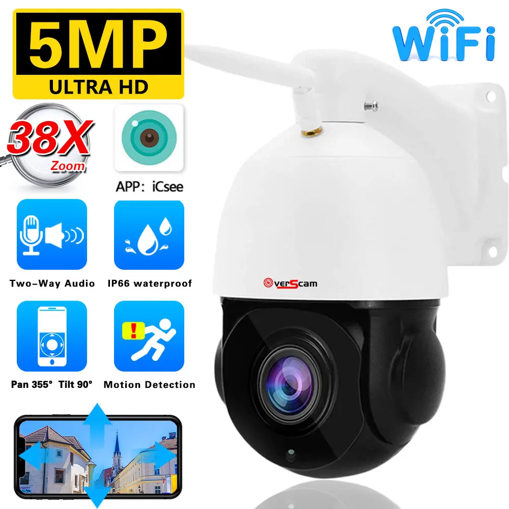 36X Optical Zoom WIFI 5MP PTZ IP Camera Dome Outdoor Ai Two Way Audio Wireless Surveillance 150M IR Night Vision Security Camera
36X Optical Zoom WIFI 5MP PTZ IP Camera Dome Outdoor Ai Two Way Audio Wireless Surveillance 150M IR Night Vision Security Camera