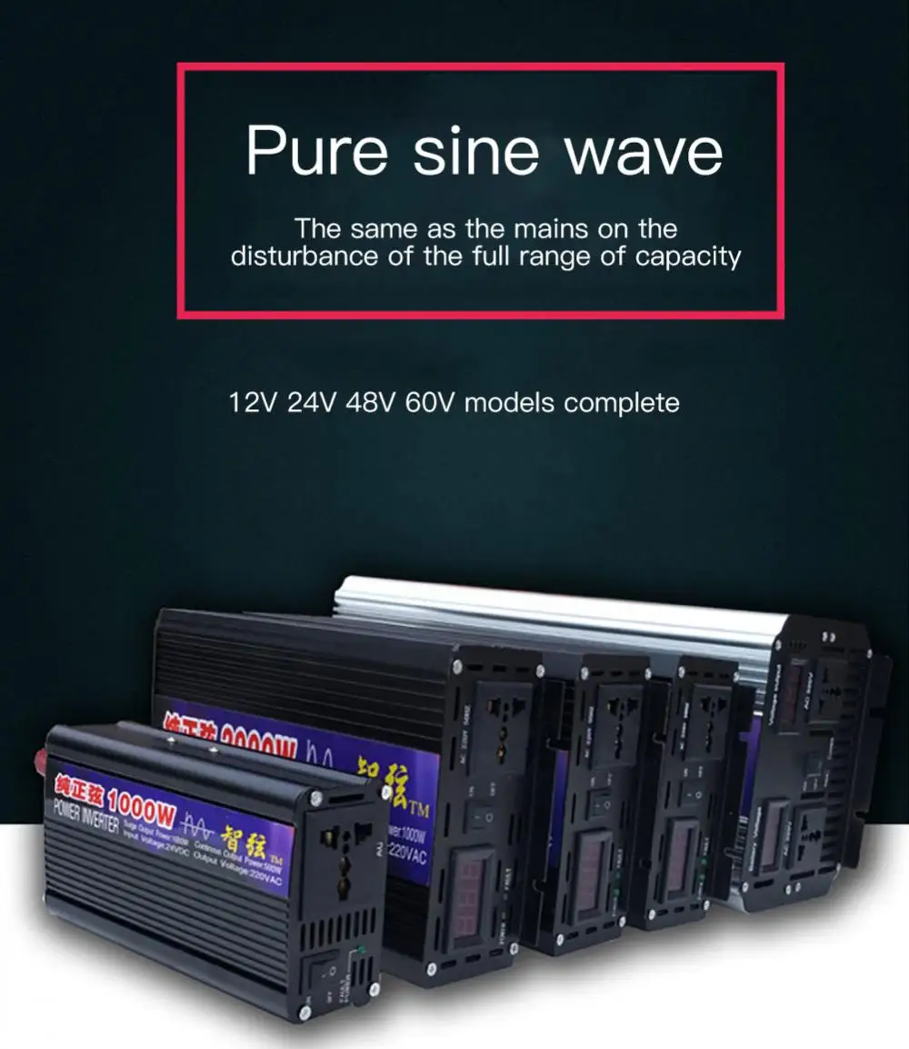 Pure Sine Wave Inverter 1600W 2000W2600W Power DC 12V 24V 48V To AC 220V Voltage 50/60HZ Converter Solar Car Inverters With LED
Pure Sine Wave Inverter 1600W 2000W2600W Power DC 12V 24V 48V To AC 220V Voltage 50/60HZ Converter Solar Car Inverters With LED