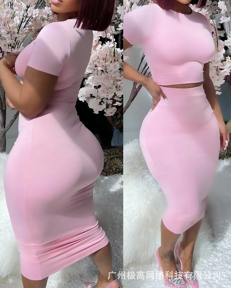 Short Sleeve Top & High Waist Skirt Set Women Skinny T Shirt O Neck Pure Color Sexy Skirt Spring Summer
Short Sleeve Top & High Waist Skirt Set Women Skinny T Shirt O Neck Pure Color Sexy Skirt Spring Summer