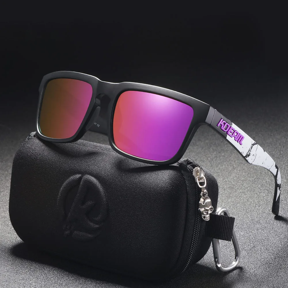 

Мужские и женские солнцезащитные очки KDEAM, брендовые поляризационные квадратные пляжные солнцезащитные очки с зеркальными линзами, оригинальный дизайн, UV400