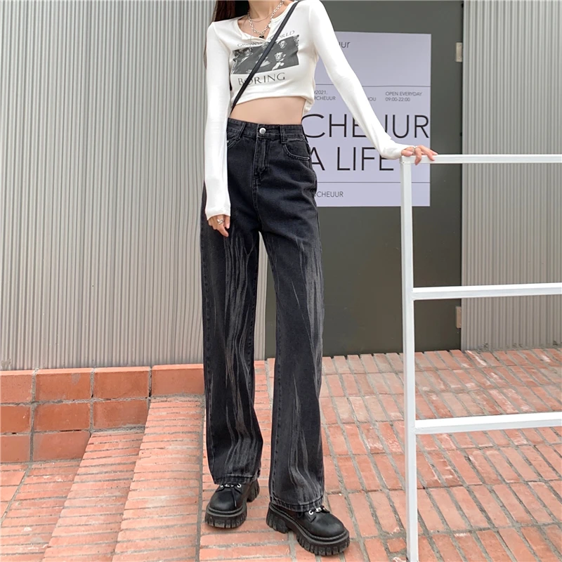 N0298 Jeans women's high waist slim casual all match wide leg denim trousers women's jeans
N0298 Jeans women's high waist slim casual all match wide leg denim trousers women's jeans