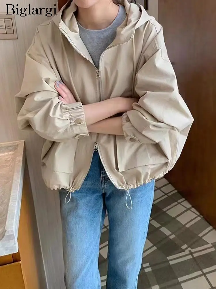 Autumn Jacket Coat Women Korea Style Pleated Long Sleeve Hooded Ladies Cropped Coats Fashion Casual Loose Woman Coat 2023
Autumn Jacket Coat Women Korea Style Pleated Long Sleeve Hooded Ladies Cropped Coats Fashion Casual Loose Woman Coat 2023
