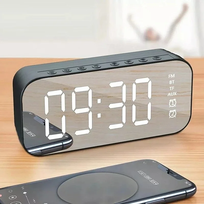 

Desktop Wireless Speaker Stereo Digital LED Display Alarm Clock Home Theater Handsfree BT Music Column Player Speakers