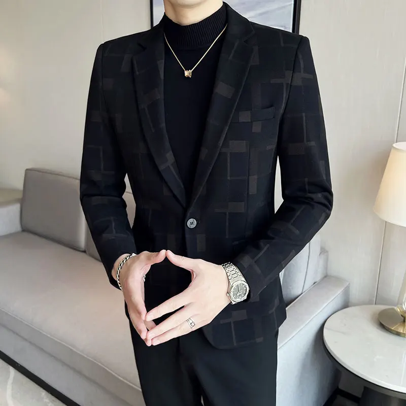 2023 5XL Four Seasons Boutique Men's Fashion Slim Fit Checkered Versatile Korean British Style Business Gentleman Wedding Blazer
2023 5XL Four Seasons Boutique Men's Fashion Slim Fit Checkered Versatile Korean British Style Business Gentleman Wedding Blazer