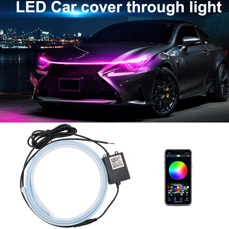 

Start Scan LED Car Hood Atmosphere Light Strip Waterproof Flexible Decorative Ambient Neon DRL Lamp Daytime Running Light APP