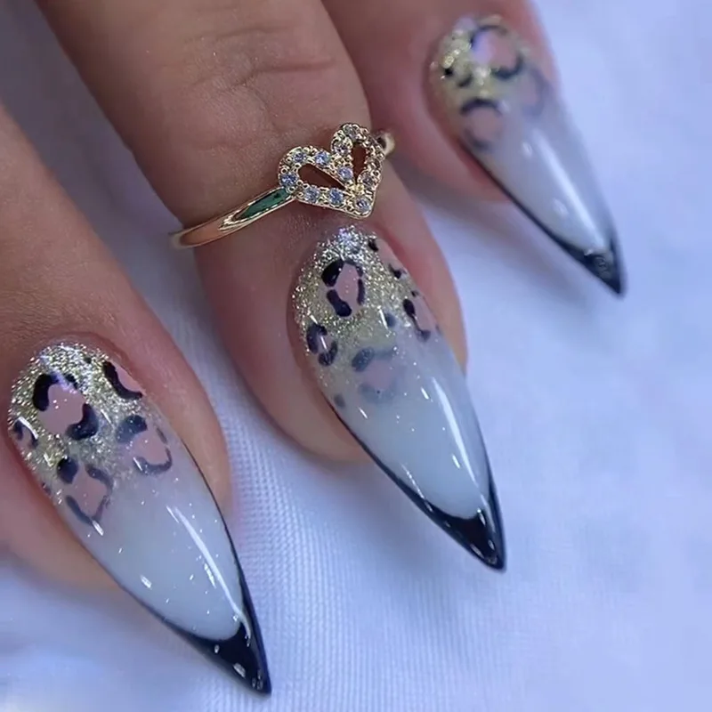 3D fake nails accessories french long pointed tips with Leopard printing faux ongles DIY manicure press on acrylic false nail
3D fake nails accessories french long pointed tips with Leopard printing faux ongles DIY manicure press on acrylic false nail