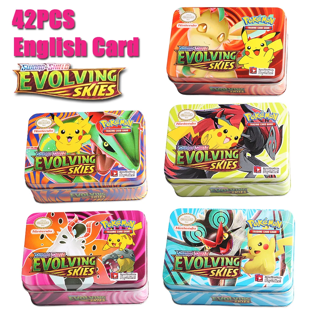 42 шт./компл. карты Pokemon, железная коробка TAKARA TOMY, боевые игры, хобби, коллекционные предметы, игра, коллекционная книга для детей, подарок
42 шт./компл. карты Pokemon, железная коробка TAKARA TOMY, боевые игры, хобби, коллекционные предметы, игра, коллекционная книга для детей, подарок