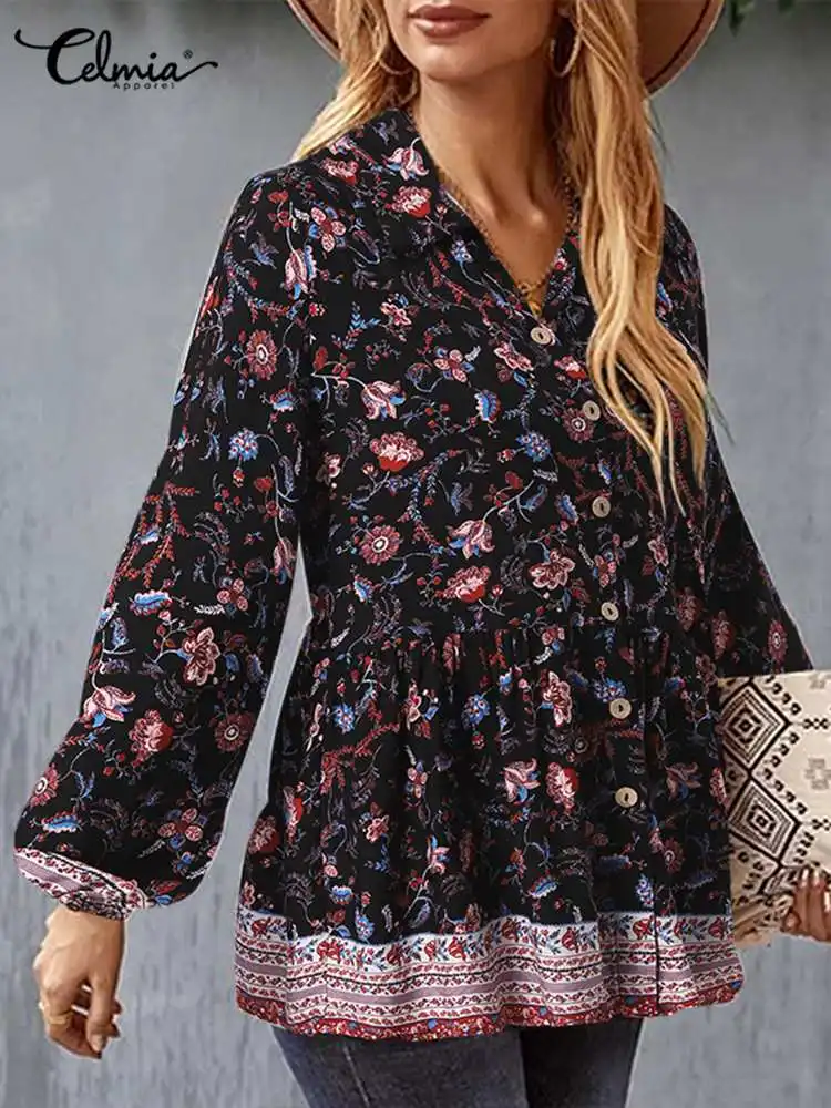 Celmia Fashion Lapel Collar Blouse 2022 Bohemian Floral Print Shirt Summer Women Puff Long Sleeve Tunic Blusas Casual Loose Tops
Celmia Fashion Lapel Collar Blouse 2022 Bohemian Floral Print Shirt Summer Women Puff Long Sleeve Tunic Blusas Casual Loose Tops