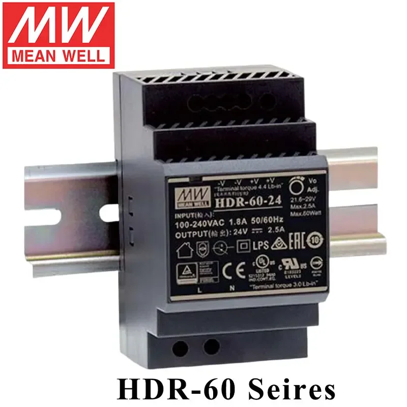 MW HDR-60 DC24V Power Supply Output Voltage 1.25A 2.5A 5A 10A Din Rail Switching Power Supply Transformer
MW HDR-60 DC24V Power Supply Output Voltage 1.25A 2.5A 5A 10A Din Rail Switching Power Supply Transformer