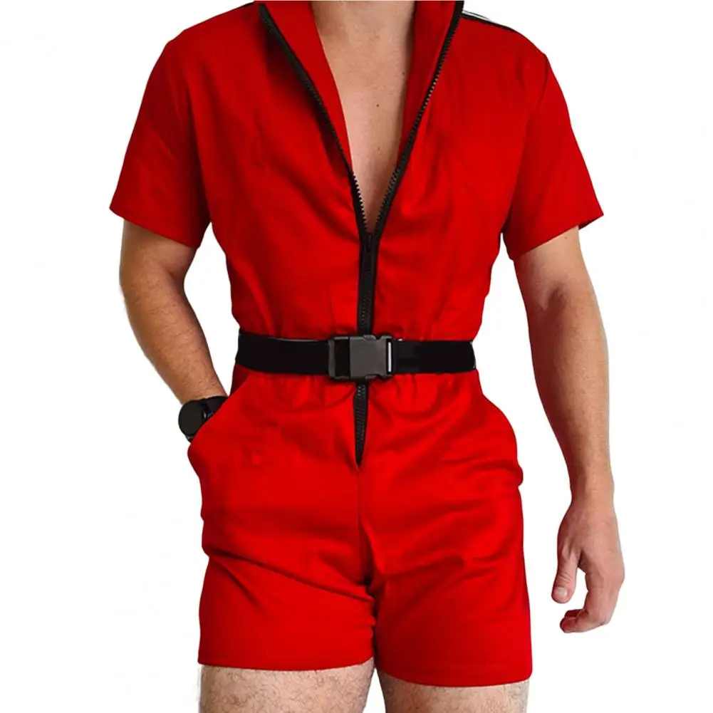 Trendy Men Overall Shorts Turndown Collar Straight Temperament Fine Stitching High Waist Romper
Trendy Men Overall Shorts Turndown Collar Straight Temperament Fine Stitching High Waist Romper