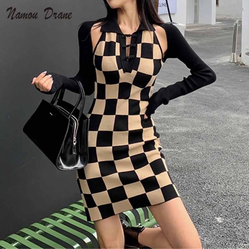 Namou Drane New 2021 Autumn Winter Women Dress Retro Checkered Package Hip Cutout Fashionable Lady Knitted Mini Dresses
Namou Drane New 2021 Autumn Winter Women Dress Retro Checkered Package Hip Cutout Fashionable Lady Knitted Mini Dresses