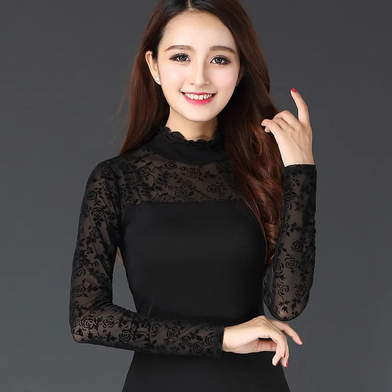 2022 spring and autumn new style fungus collar mesh lace bottomed shirt thin long sleeve T-shirt women's top
2022 spring and autumn new style fungus collar mesh lace bottomed shirt thin long sleeve T-shirt women's top