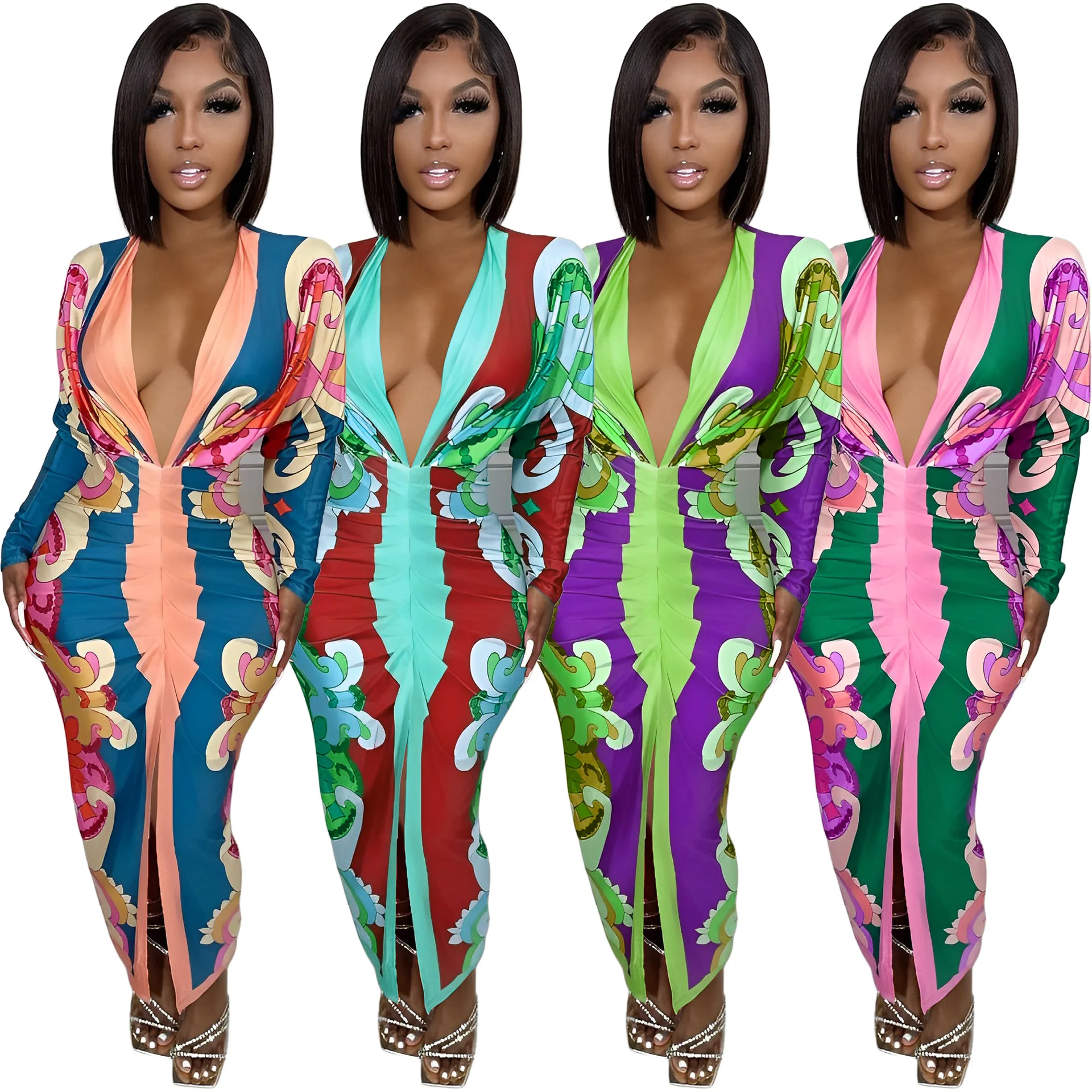 FANTIGO Autumn Winter Women Clothing Sexy Dress Ladies Long -Sleeved Printing Long Dress Slim Fit V-neck Female Large Size Dress
FANTIGO Autumn Winter Women Clothing Sexy Dress Ladies Long -Sleeved Printing Long Dress Slim Fit V-neck Female Large Size Dress