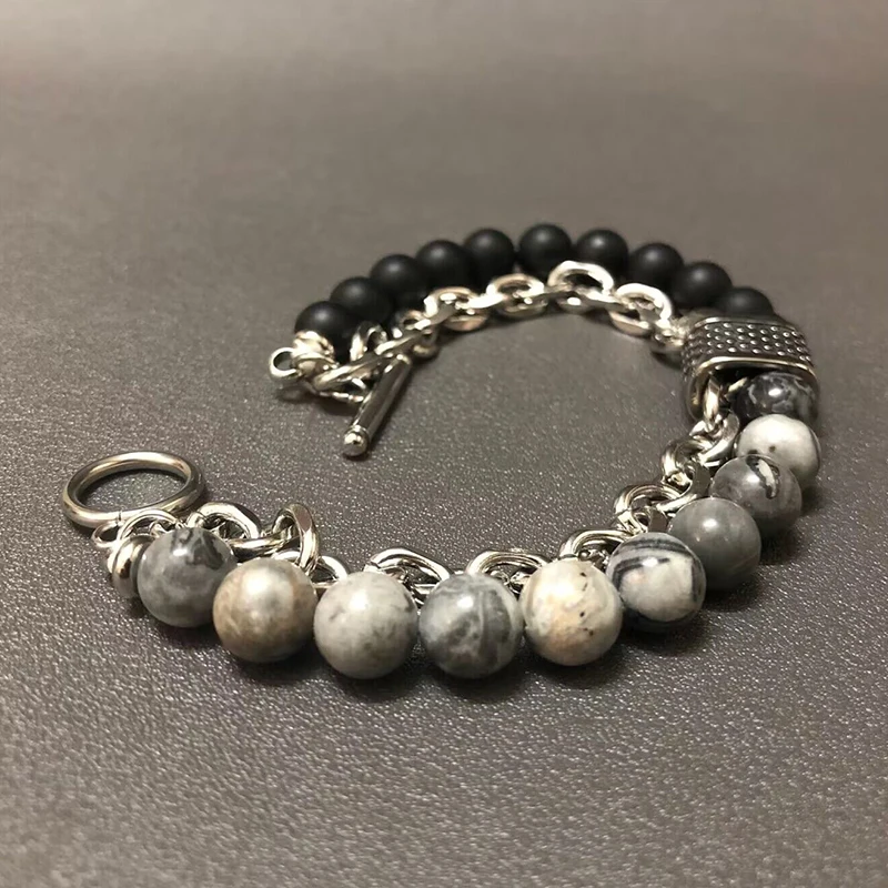 Natural Black Stone Men Bracelet Bead Tibetan Stainless Steel Heavy Metal Hommes Pulseras Link Chain Charm Fashion Women Jewelry
Natural Black Stone Men Bracelet Bead Tibetan Stainless Steel Heavy Metal Hommes Pulseras Link Chain Charm Fashion Women Jewelry