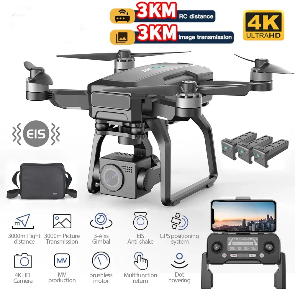 Professional GPS Drone with 4K HD Camera 3-Axis Gimbal Quadcopter Control Distance 3KM 5G WIFI FPV Profesional Mini Dron
Professional GPS Drone with 4K HD Camera 3-Axis Gimbal Quadcopter Control Distance 3KM 5G WIFI FPV Profesional Mini Dron
