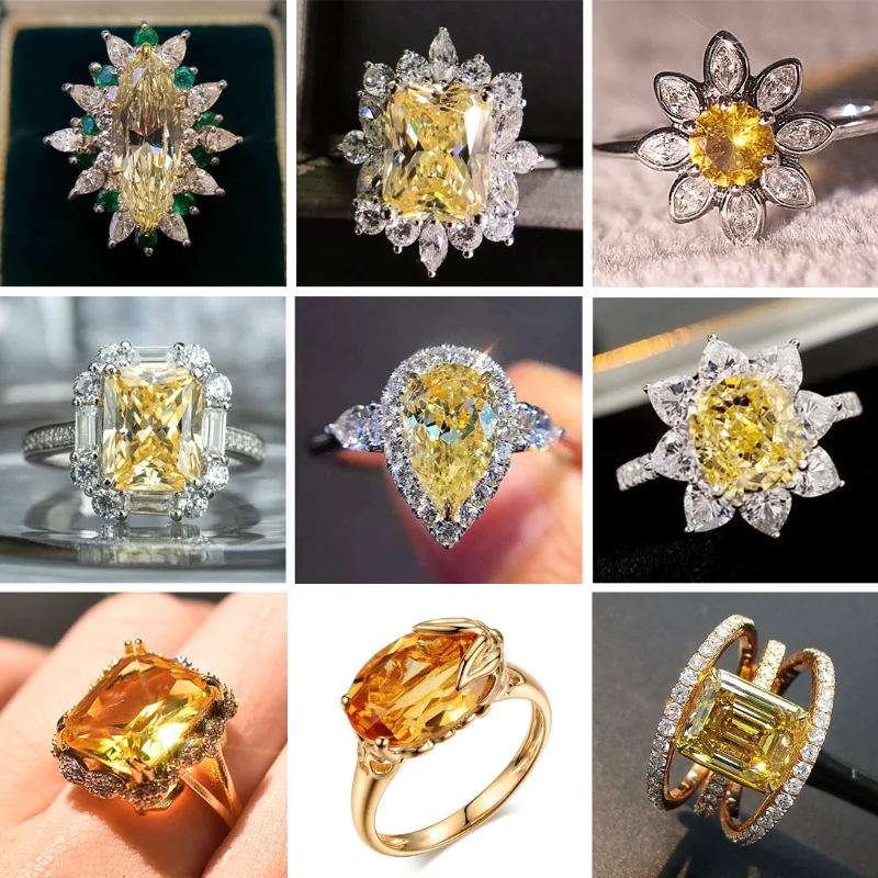 Fashion Champagne Color Crystal Rings for Women Personalized Creative Engagement Wedding Yellow Zirconia Jewelry Accessories
Fashion Champagne Color Crystal Rings for Women Personalized Creative Engagement Wedding Yellow Zirconia Jewelry Accessories