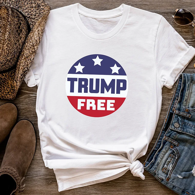 Free Trump Women T Shirts Cotton Short Sleeve Graphic Tee O Neck Streetwear Outfits Causal Tshirt Make America Stronger Tops
Free Trump Women T Shirts Cotton Short Sleeve Graphic Tee O Neck Streetwear Outfits Causal Tshirt Make America Stronger Tops