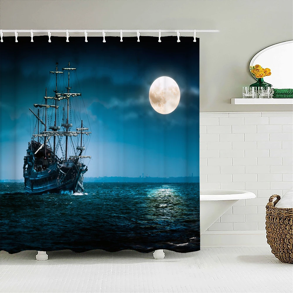 Cortinas de ducha con estampado 3d de Barco Pirata, con 12 ganchos visillo de baño, impermeable, tela de poliéster, pantalla de
Cortinas de ducha con estampado 3d de Barco Pirata, con 12 ganchos visillo de baño, impermeable, tela de poliéster, pantalla de