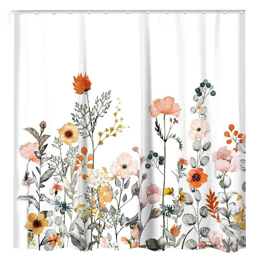 Floral Shower Curtain with 12 Hooks Watercolor Botanical Flowers Decorative Bath Curtain Modern Bathroom Accessories
Floral Shower Curtain with 12 Hooks Watercolor Botanical Flowers Decorative Bath Curtain Modern Bathroom Accessories