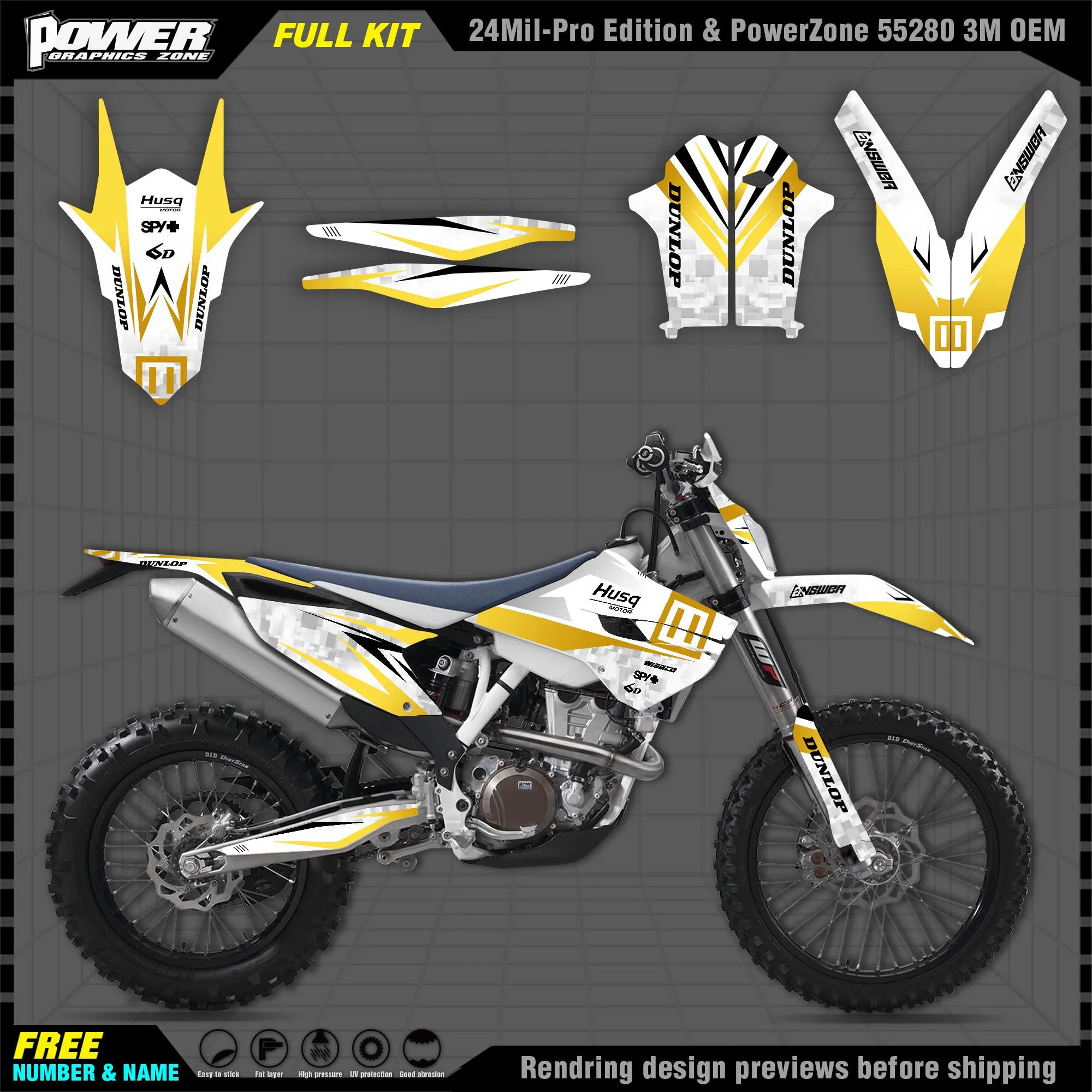 

PowerZone Custom Team Graphics Decals 3M Stickers Kit For Husqvarna Sticker Decal 2014-15 TC FC 2015-16 FE TE 125 to 450cc 10