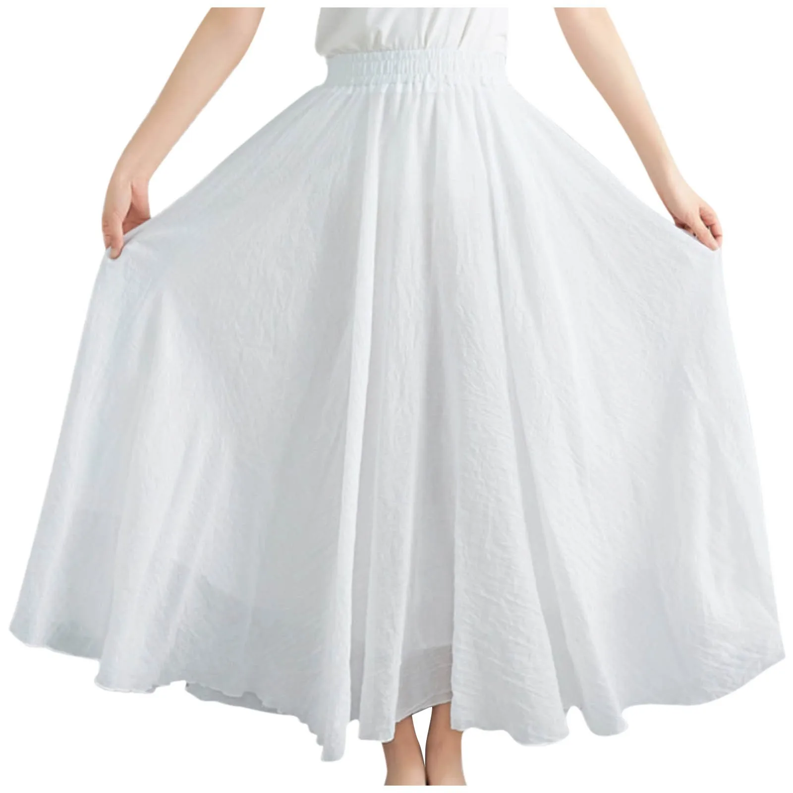 Women'S Casual Dress Elegant Solid Color Long Skirt Elastic Waist Flowing Long Loose Fitting White Skirt Aesthetic Skirts Faldas
Women'S Casual Dress Elegant Solid Color Long Skirt Elastic Waist Flowing Long Loose Fitting White Skirt Aesthetic Skirts Faldas