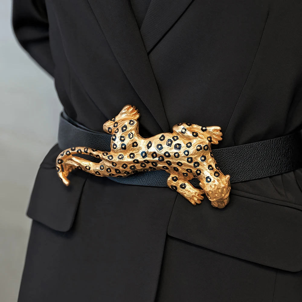 JBJD Vintage Accessories Gold Plated Leopard Full Body Black leather Belt Animal Belt Wild Cat Themed Jewelly
JBJD Vintage Accessories Gold Plated Leopard Full Body Black leather Belt Animal Belt Wild Cat Themed Jewelly