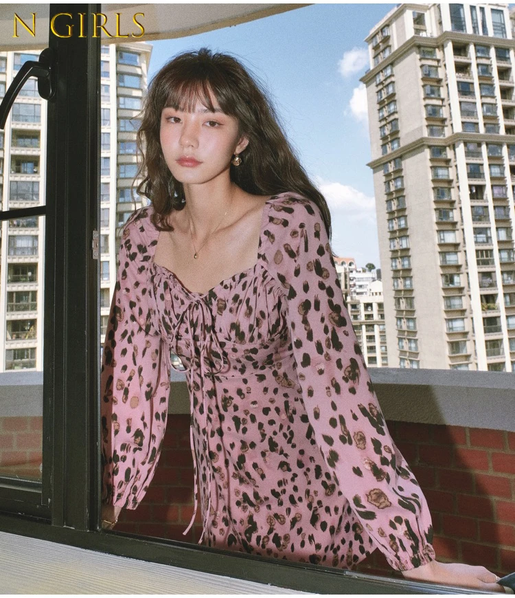N GIRLS Jielur Pink Women's Dress Fashion Drawstring Leopard Striped Dresses Square Collar Sexy Spring Long-sleeved Mini Dresses
N GIRLS Jielur Pink Women's Dress Fashion Drawstring Leopard Striped Dresses Square Collar Sexy Spring Long-sleeved Mini Dresses