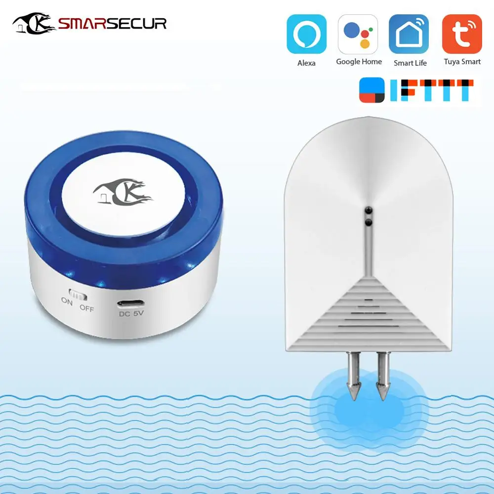 SMARSECUR Tuya Smart life Home WiFi Security alarm siren Smart Siren 433mhz Water Detector
SMARSECUR Tuya Smart life Home WiFi Security alarm siren Smart Siren 433mhz Water Detector