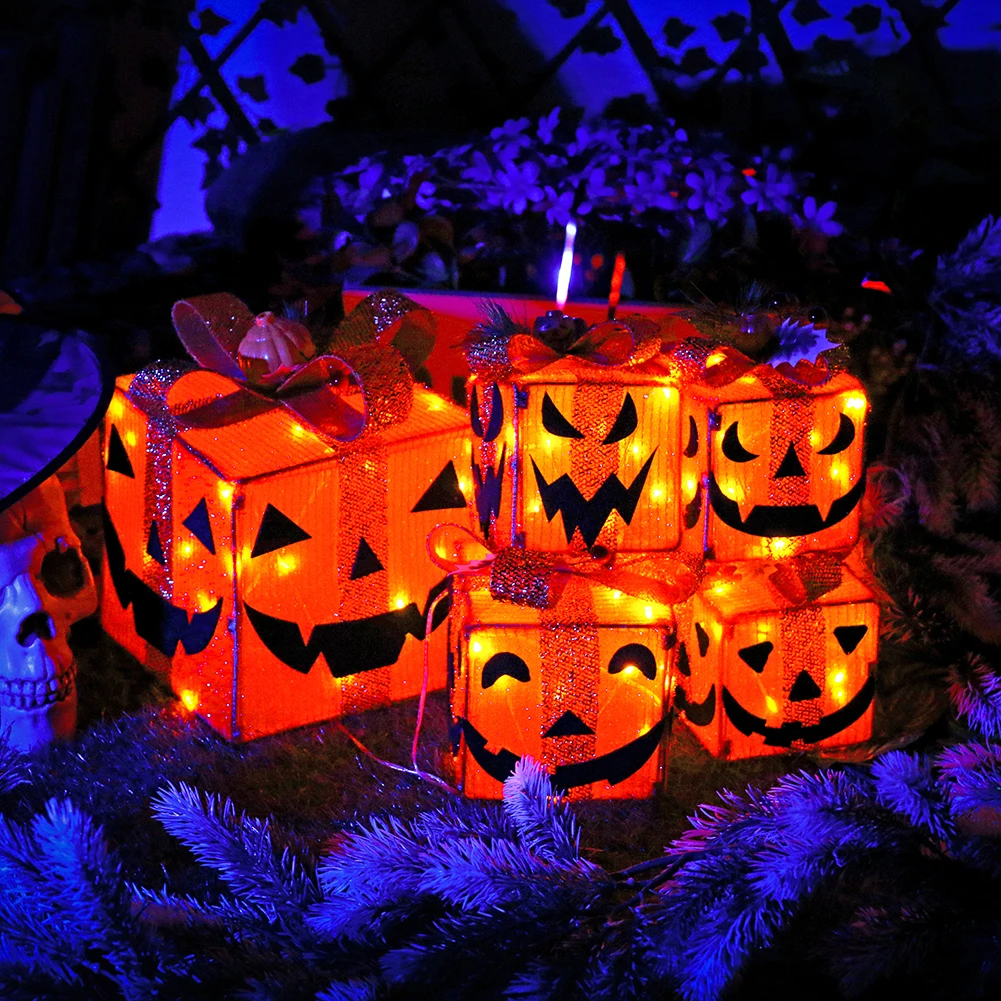 LED Gift Box Decorative Lights Multipurpose Pumpkin Pattern Glowing Blocks Adjustable Brightness Foldable for Yard Home Ornament
LED Gift Box Decorative Lights Multipurpose Pumpkin Pattern Glowing Blocks Adjustable Brightness Foldable for Yard Home Ornament