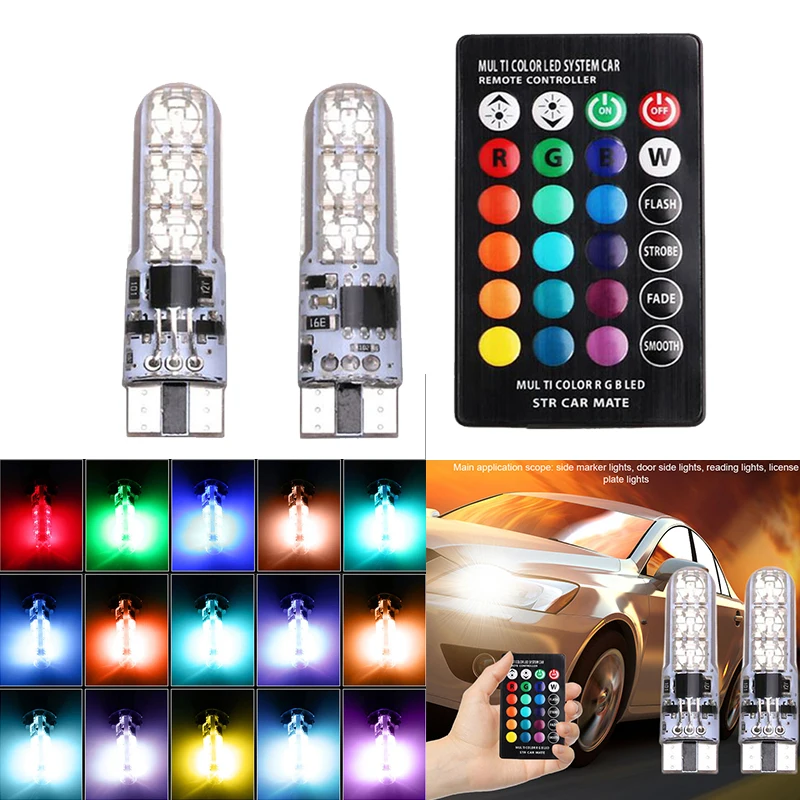 T10 LED T10 6SMD 5050 Auto Car RGB LED Interior Dome Wedge Reading Light Strobe Lamp Bulb License Plate Light Remote Control
T10 LED T10 6SMD 5050 Auto Car RGB LED Interior Dome Wedge Reading Light Strobe Lamp Bulb License Plate Light Remote Control