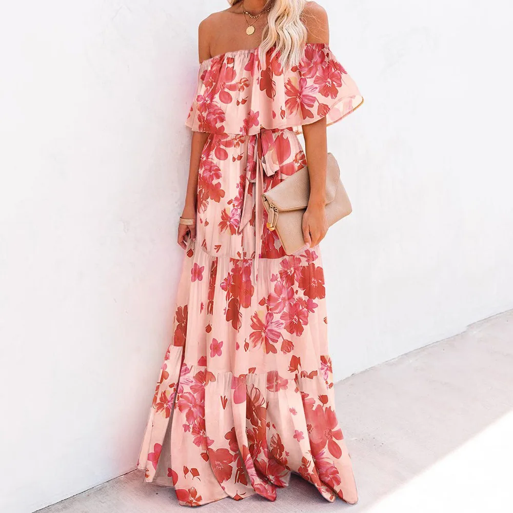 Summer Beach Maxi Dress Women Floral Print Boho Long Chiffon Dress Ruffles Wrap Casual Off Shoulder Multicolor Sexy Lady Dresses
Summer Beach Maxi Dress Women Floral Print Boho Long Chiffon Dress Ruffles Wrap Casual Off Shoulder Multicolor Sexy Lady Dresses