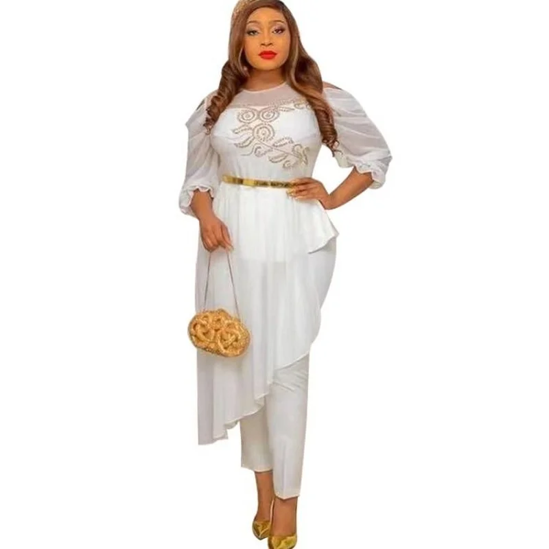 African Dress Clothes For Women 2 Piece Set Irregular Long Top Africa Kanga Outfits Summer New Splice African OL Pant Suits Sets
African Dress Clothes For Women 2 Piece Set Irregular Long Top Africa Kanga Outfits Summer New Splice African OL Pant Suits Sets