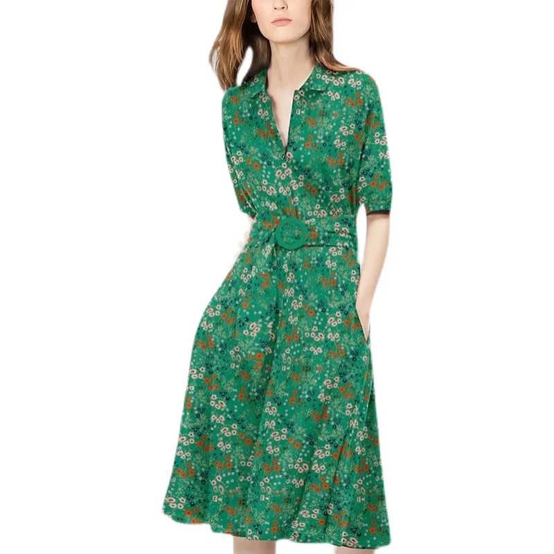 Chiffon Loose Women's Dresses New Fashion Printing V-neck Belt Short Sleeve Summer Lady Clothing Houthion
Chiffon Loose Women's Dresses New Fashion Printing V-neck Belt Short Sleeve Summer Lady Clothing Houthion