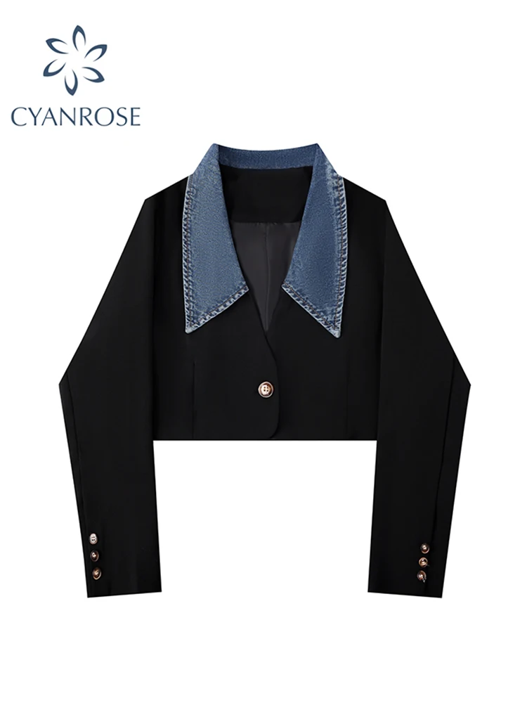 Women's Vintage Blazer Loose Korean Fashion Female Patchwork Gothic Black Short Suit Jacket Single Breasted Long Sleeve Outwear
Women's Vintage Blazer Loose Korean Fashion Female Patchwork Gothic Black Short Suit Jacket Single Breasted Long Sleeve Outwear