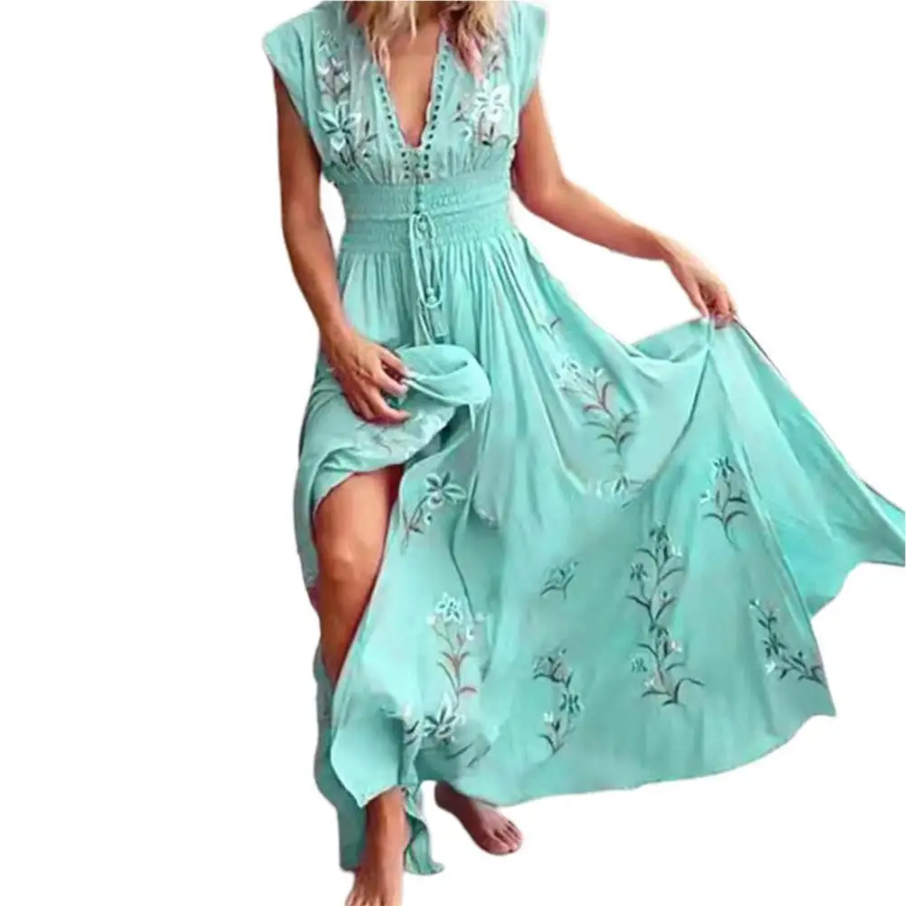 Attractive Women Dress Ladies Beach Dress Printed Large Hem Temperament Bohemian Maxi Dress
Attractive Women Dress Ladies Beach Dress Printed Large Hem Temperament Bohemian Maxi Dress