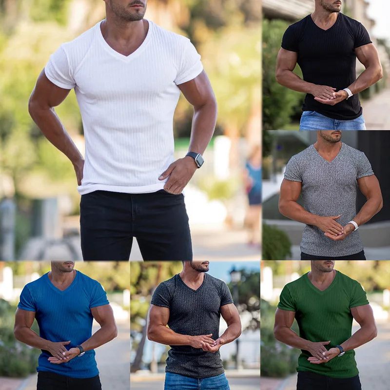 2022 New Mens V Neck Sports T-Shirt Summer Gym Fitness Sports Solid Color Fashion Man Short Sleeve Casual Slim Fit T-Shirt Top
2022 New Mens V Neck Sports T-Shirt Summer Gym Fitness Sports Solid Color Fashion Man Short Sleeve Casual Slim Fit T-Shirt Top