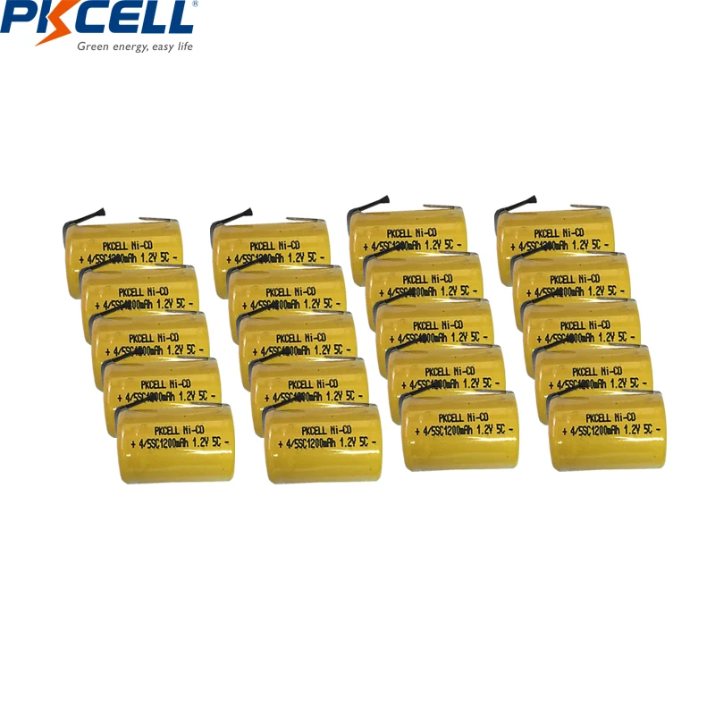 20PC PKCELL 1.2V NI-CD Batteries 4/5 SC Rechargeable Battery 1200mAh with welding tabs 4/5 SubC battery for electric drill tools
20PC PKCELL 1.2V NI-CD Batteries 4/5 SC Rechargeable Battery 1200mAh with welding tabs 4/5 SubC battery for electric drill tools