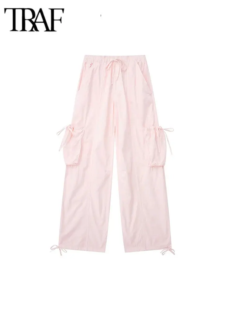 TRAF Pink Cargo pants Women Korean Fashion Elastic Waist Drawstring Casual Pant Female Clothing Chic Double Pocket Pants
TRAF Pink Cargo pants Women Korean Fashion Elastic Waist Drawstring Casual Pant Female Clothing Chic Double Pocket Pants