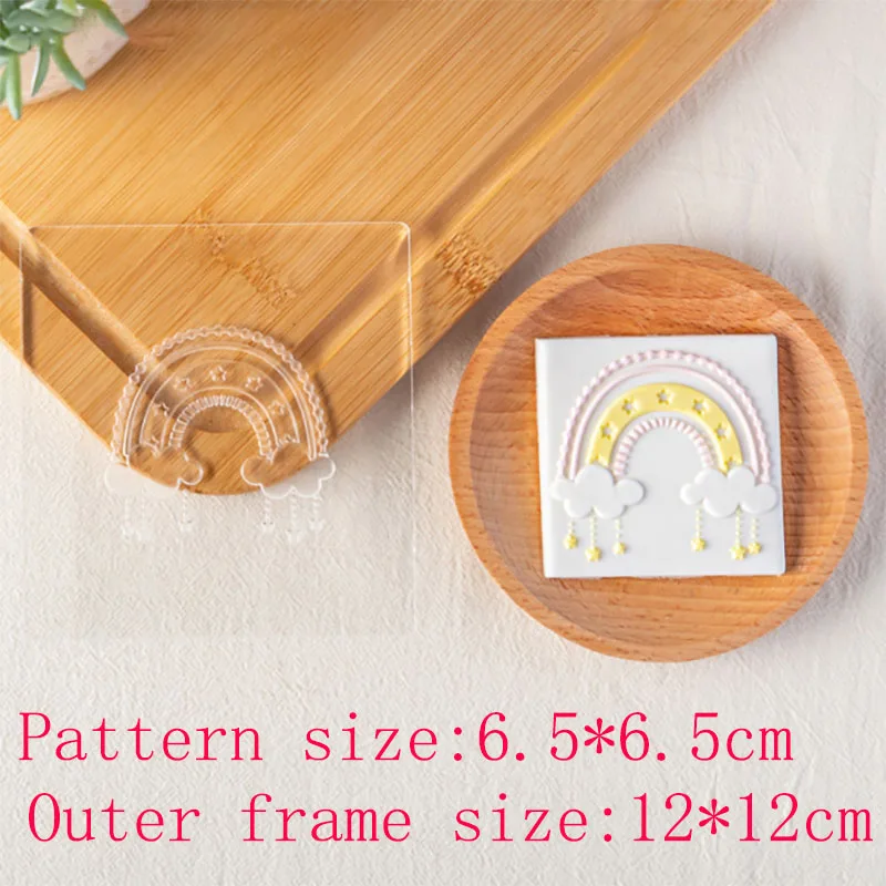Rainbow Baking Cake Cartoon Baby Birthday Dessert Decoration Table Sugar Turning Printing Frosting Cutting Mold
Rainbow Baking Cake Cartoon Baby Birthday Dessert Decoration Table Sugar Turning Printing Frosting Cutting Mold