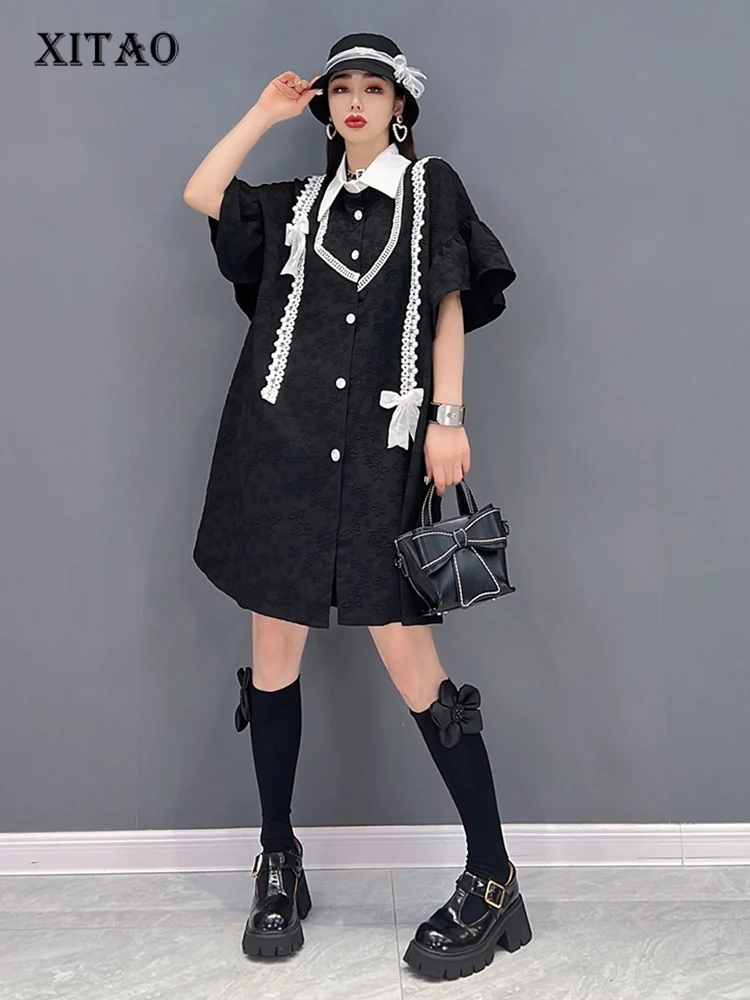XITAO Patchwork Bow Dress Women Korea 2022 Summer New Personality Fashion Loose Turn-down Collar Short Sleeve Dress WMD6015
XITAO Patchwork Bow Dress Women Korea 2022 Summer New Personality Fashion Loose Turn-down Collar Short Sleeve Dress WMD6015