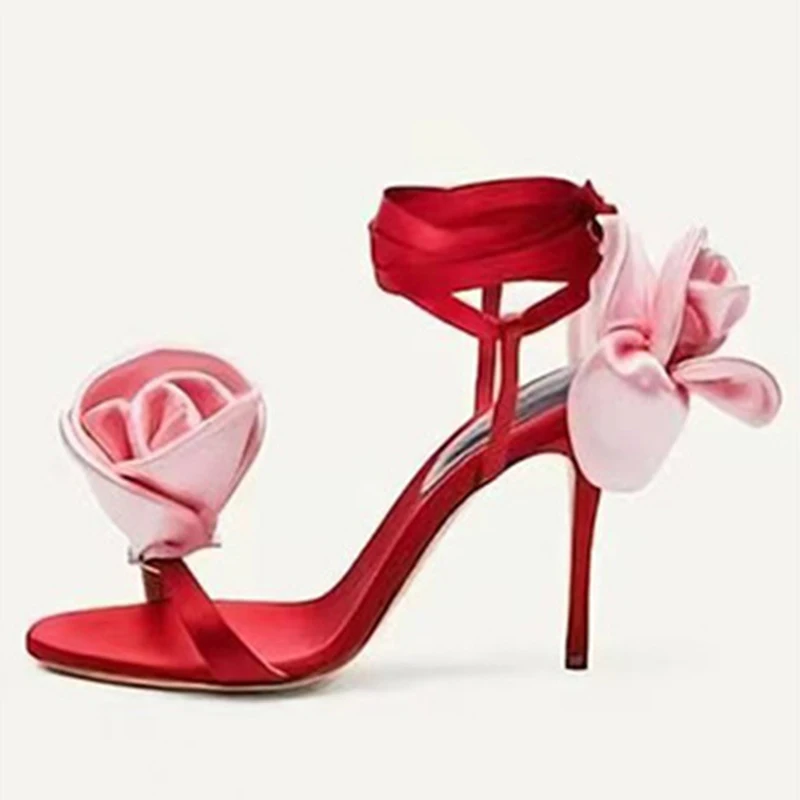 Satin Rose Ankle Wrap Straps Stiletto Sandals Woman Summer 2023 Open Round Toe Slingback High-Heel Fashion Shoes for Women
Satin Rose Ankle Wrap Straps Stiletto Sandals Woman Summer 2023 Open Round Toe Slingback High-Heel Fashion Shoes for Women