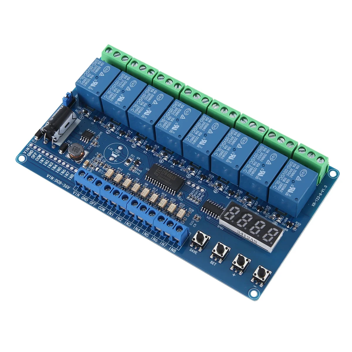 

Dc 8V-36V 8-Channel Multifunction Time Delay Relay Interface Board Module with Light Couple Red Display