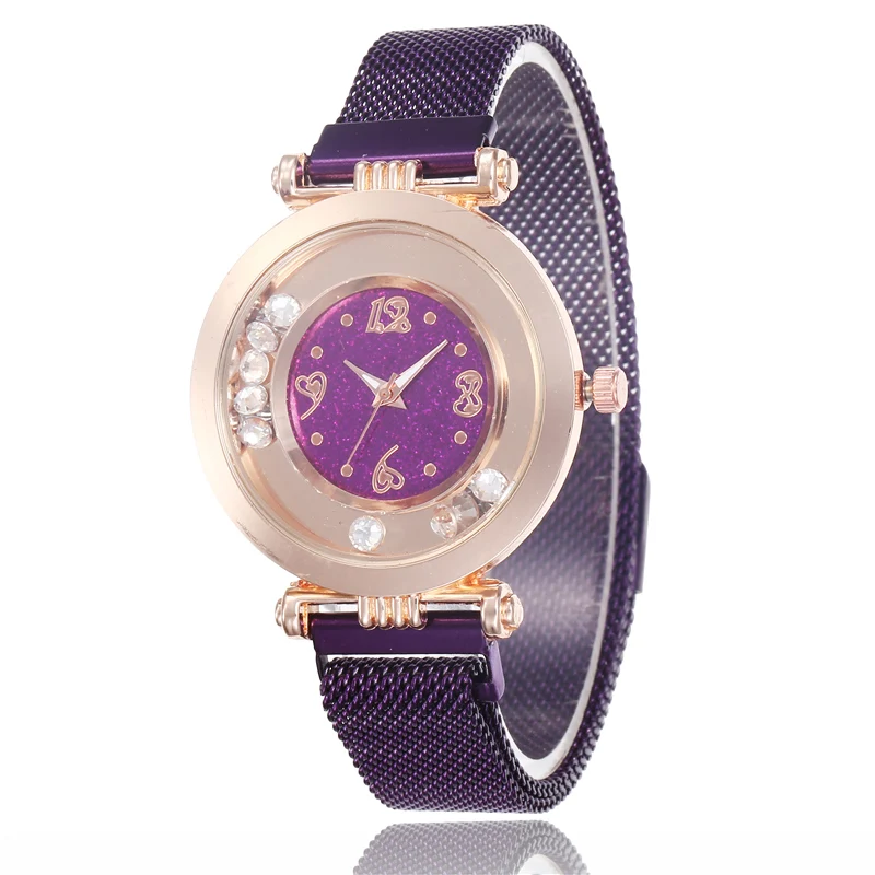 

Watches for Women Fashion Flow Bead Rhinestone Number Quartz Watch Female Magnet Mesh Wristwatches Ladies Gift Relogio Masculino