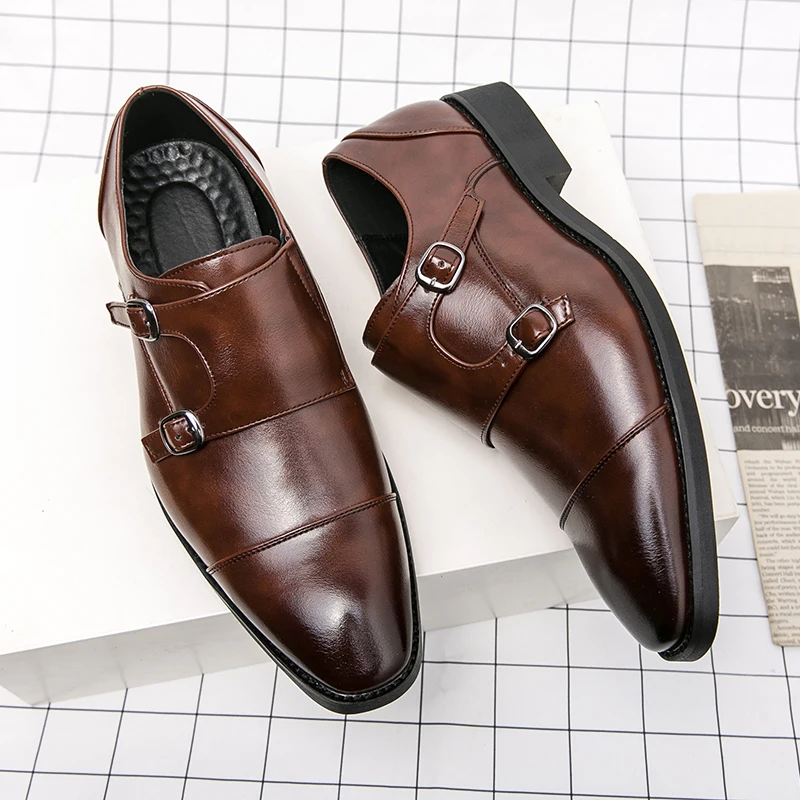 Pointed Toe Men's Shoes Slip on Fashion Double Monk Trap Shoes Fashion Dress Shoes Gentleman's Party Shoes Brown Shoes A16
Pointed Toe Men's Shoes Slip on Fashion Double Monk Trap Shoes Fashion Dress Shoes Gentleman's Party Shoes Brown Shoes A16