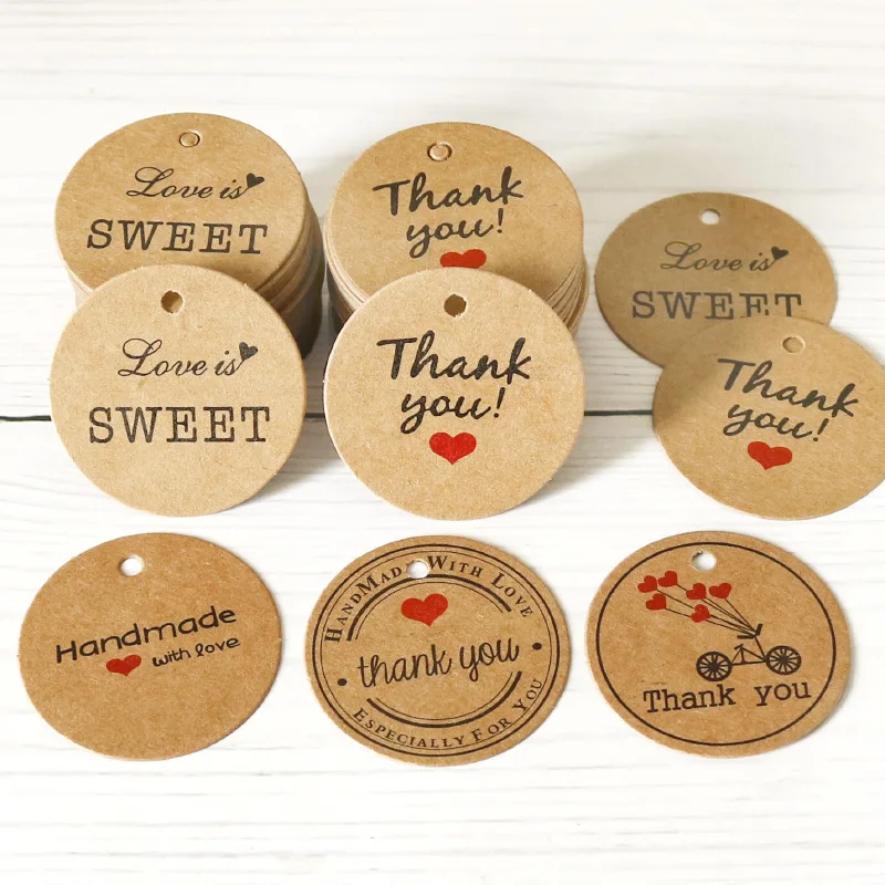 100pcs Thank You Handmade Gift Tags Red Love Letter Printed Kraft Paper Round Tag Cookie Candy Packaging Supplies Cards Labels
100pcs Thank You Handmade Gift Tags Red Love Letter Printed Kraft Paper Round Tag Cookie Candy Packaging Supplies Cards Labels