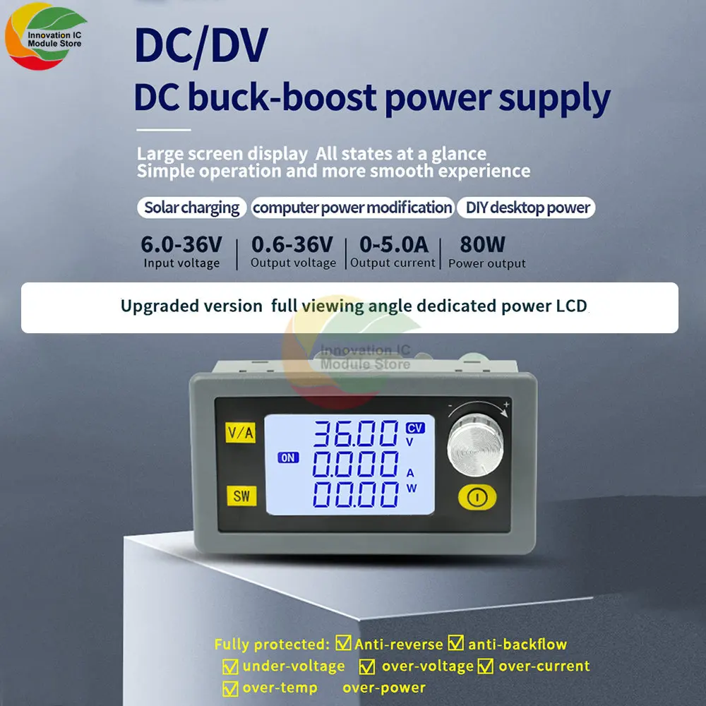 SK35CNC Buck-boost Adjustable DC Voltage Regulator 6-36V 80W Solar Charging Voltage Constant Current Power Supply Module
SK35CNC Buck-boost Adjustable DC Voltage Regulator 6-36V 80W Solar Charging Voltage Constant Current Power Supply Module