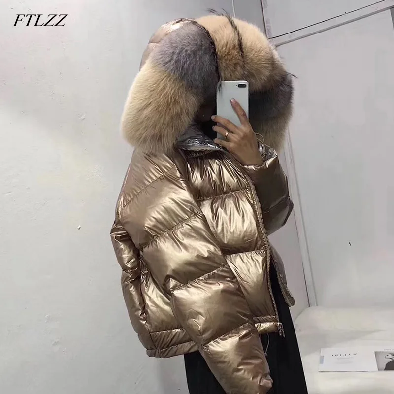 FTLZZ Women Double Sided Silver Golden Duck Down Coat Winter Large Fur Collar Waterproof Jacket Hooded Snow Outerwear
FTLZZ Women Double Sided Silver Golden Duck Down Coat Winter Large Fur Collar Waterproof Jacket Hooded Snow Outerwear