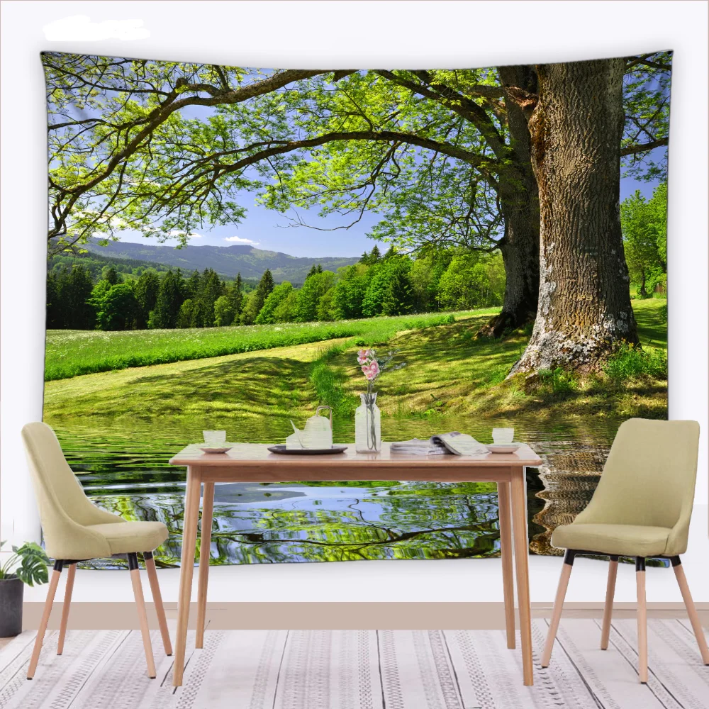 

3D Idyllic Landscape Tapestry Nature Forest Tree Wall Tapestry Wall Art Hanging For Bedroom Living Room Dorm Decor Tapestries