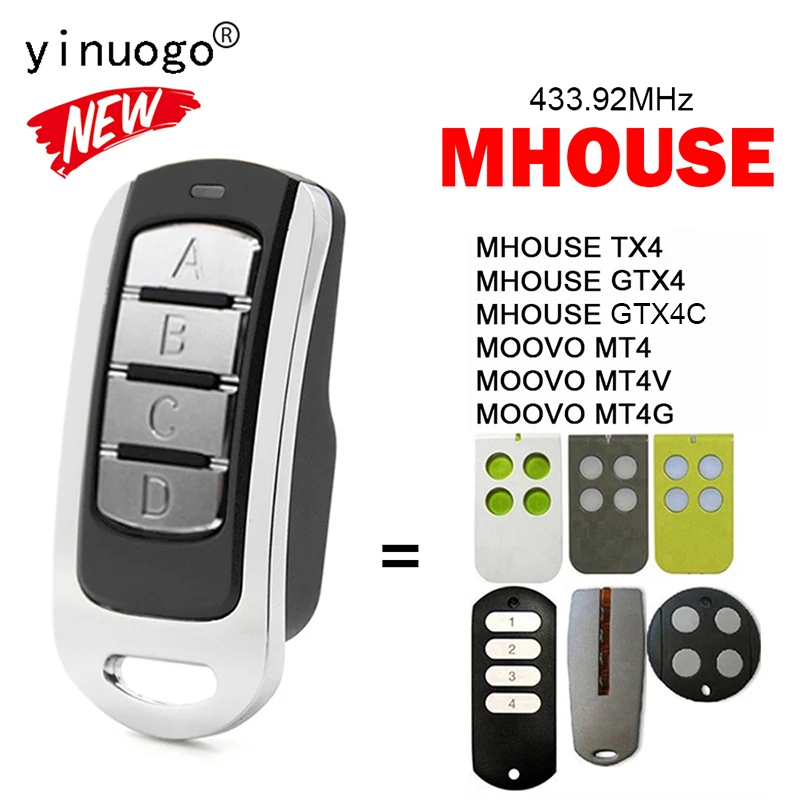 MHOUSE GTX4 GTX4C TX4 Пульт дистанционного управления для гаражных ворот MOOVO MT4 MT4V MT4G Пульт дистанционного управления для открывания гаражных ворот 433,92 МГц Rolling Code
MHOUSE GTX4 GTX4C TX4 Пульт дистанционного управления для гаражных ворот MOOVO MT4 MT4V MT4G Пульт дистанционного управления для открывания гаражных ворот 433,92 МГц Rolling Code